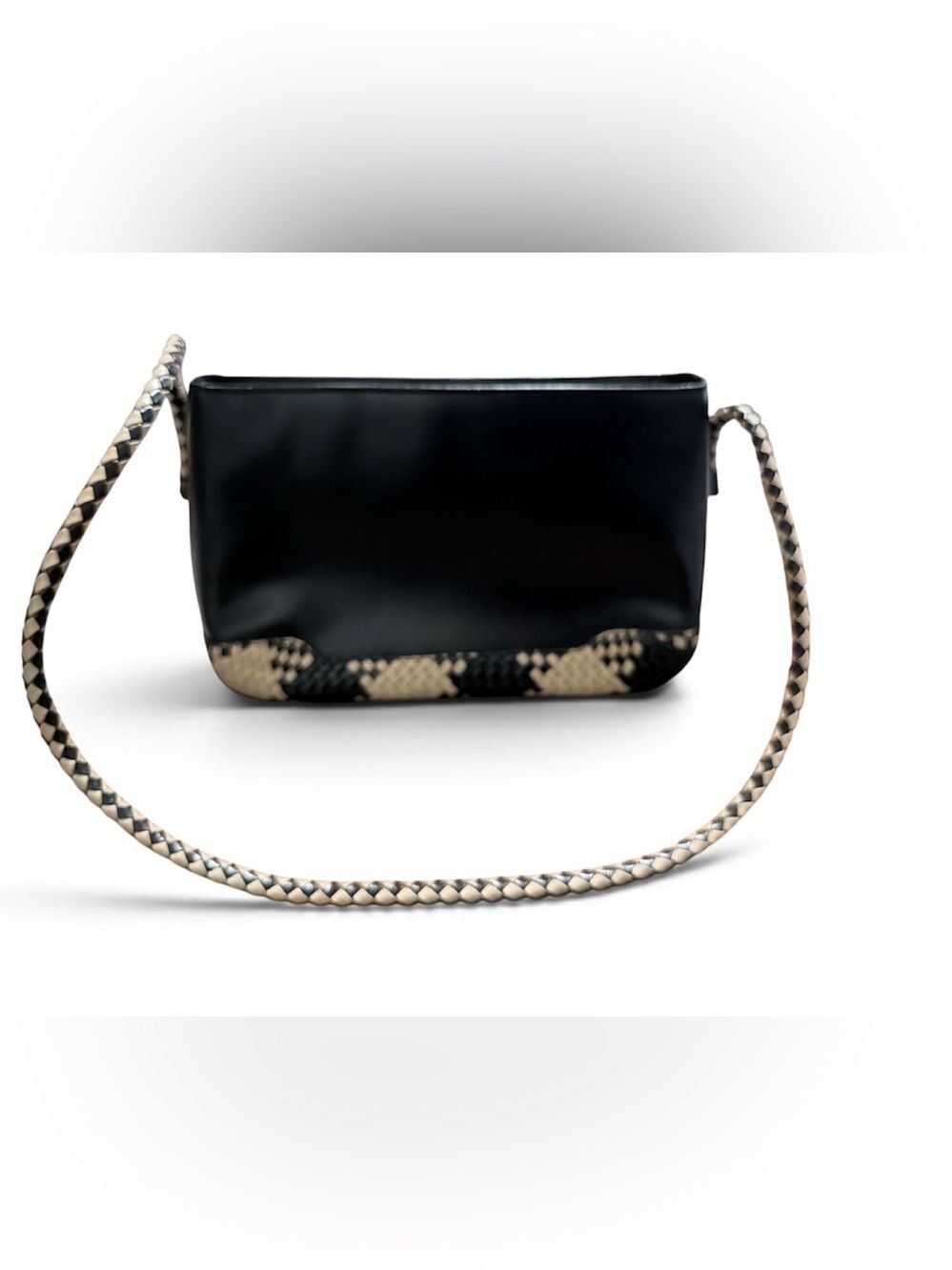 Etienne Aigner Genuine Leather Black Woven Shoulder Bag Purse NWOT